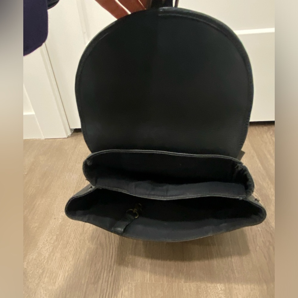 Black Leather Backpack With Two Sections Inside -… - image 5